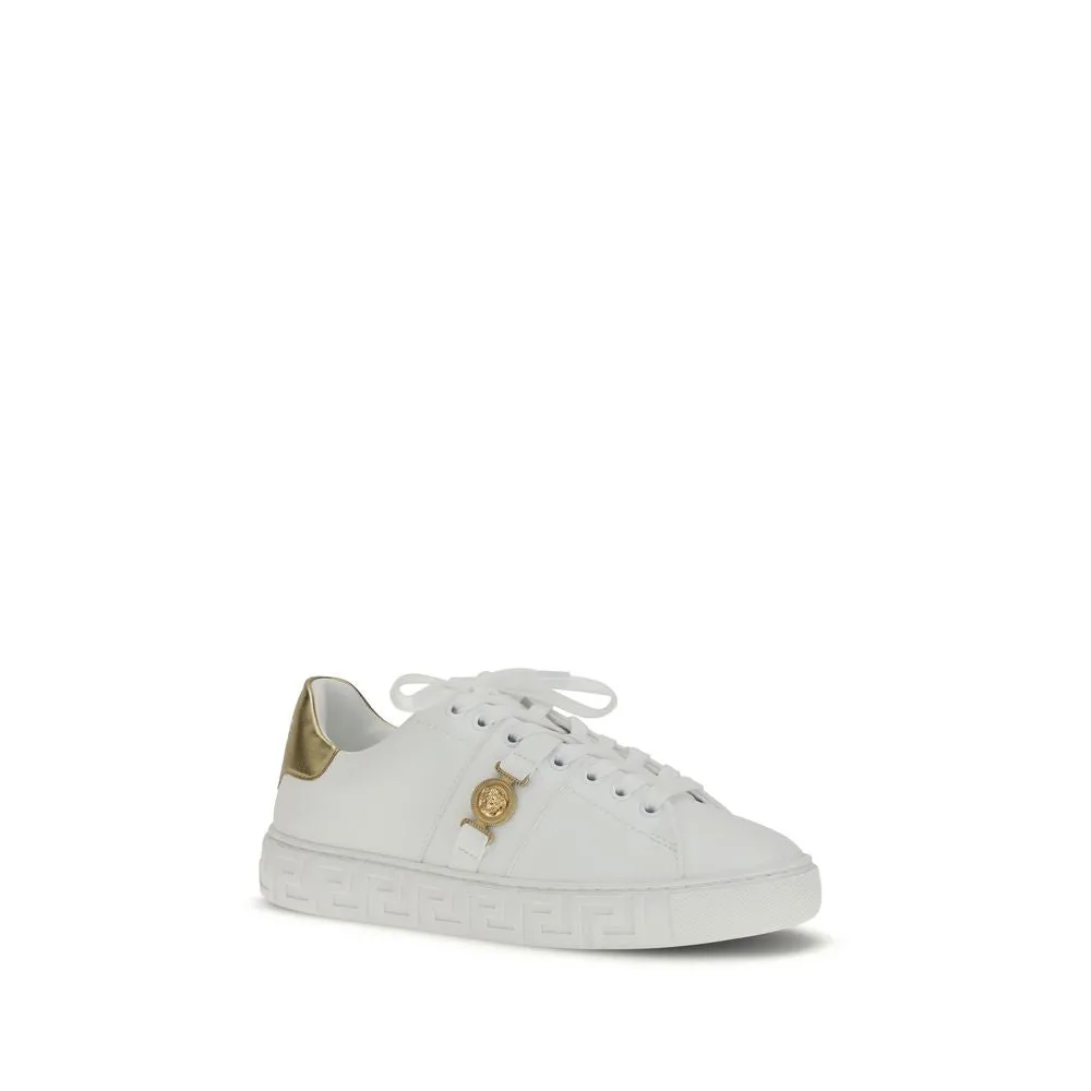 Dyeable Sneakers Versace White Calf Leather Bos Taurus Low Top Sneakers
