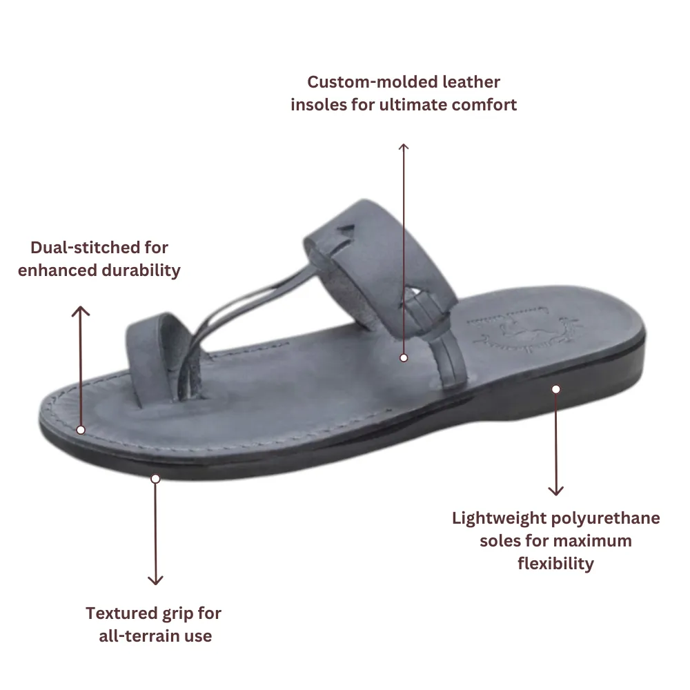 Nicest Sandals David - Leather Open Toe Sandal | Grey