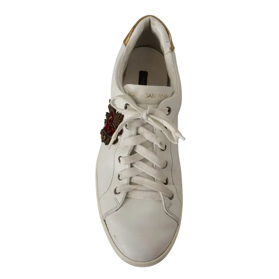 Casual Shoes Below 500 Dolce & Gabbana White Leather Heart Low Top Casual Sneakers Shoes