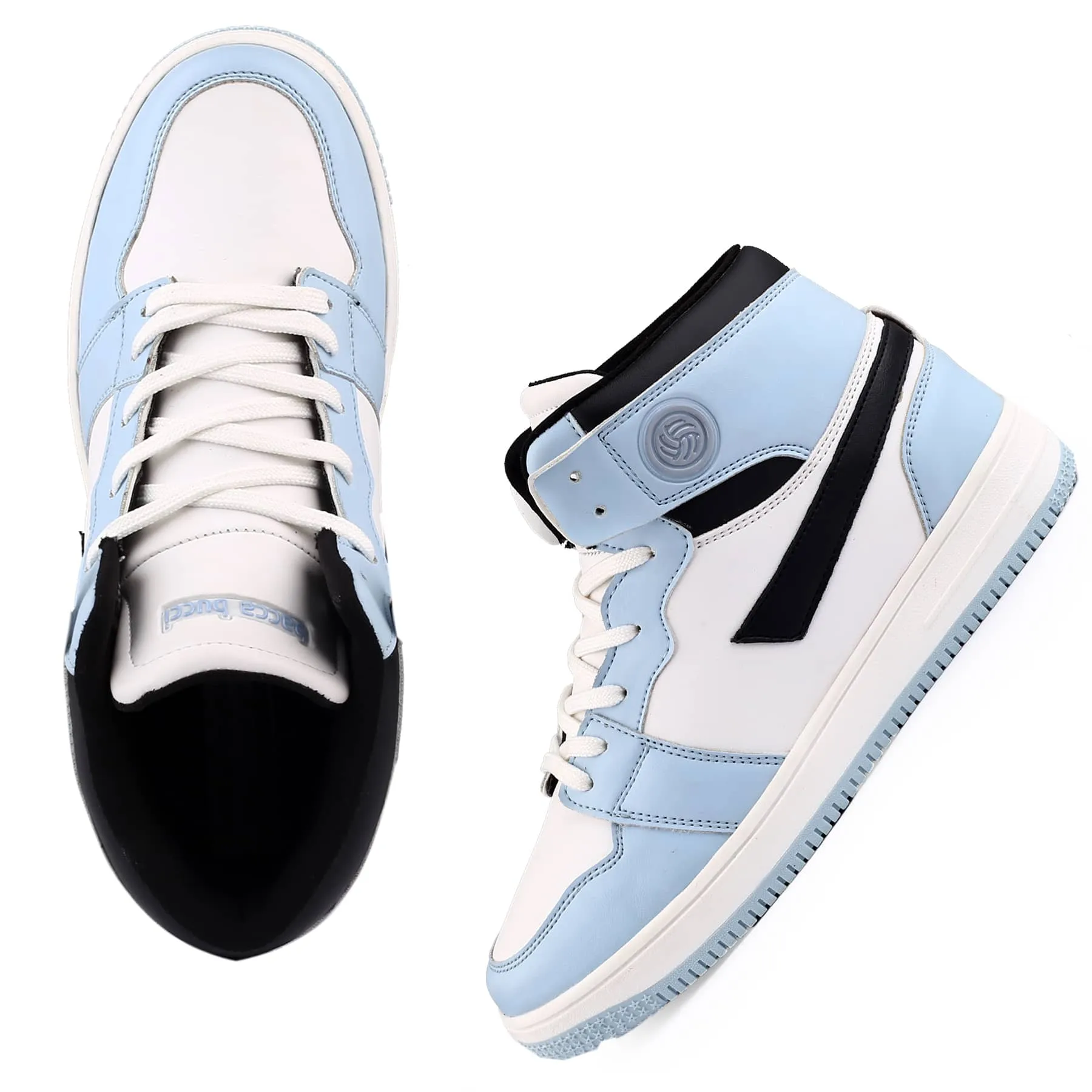 Bacca Bucci Femme High-Top Harmony SneakersElegant Pastel Blue and Pink Women's Lace-Ups Basketball Sneakers Clearance
