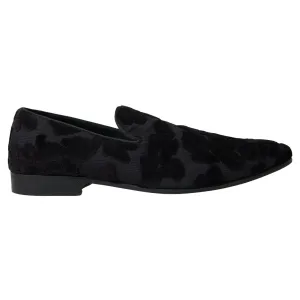 Designer Lug Sole Loafers Dolce & Gabbana Black Brocade Loafers Formal Shoes