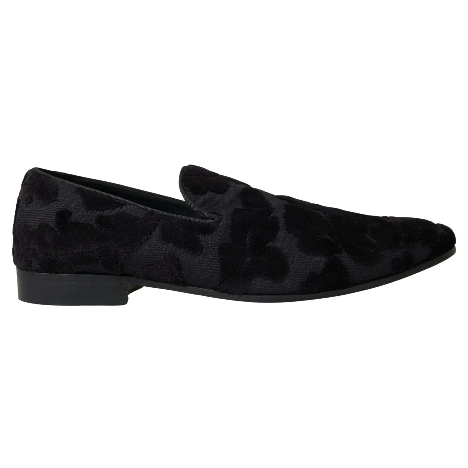 Dolce & Gabbana Black Brocade Loafers Formal Shoes Venetian Loafers Suede