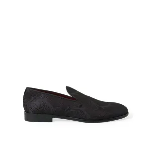 Dolce & Gabbana Black Brocade Men Slip On Loafer Dress Shoes Loafers Mary Jane