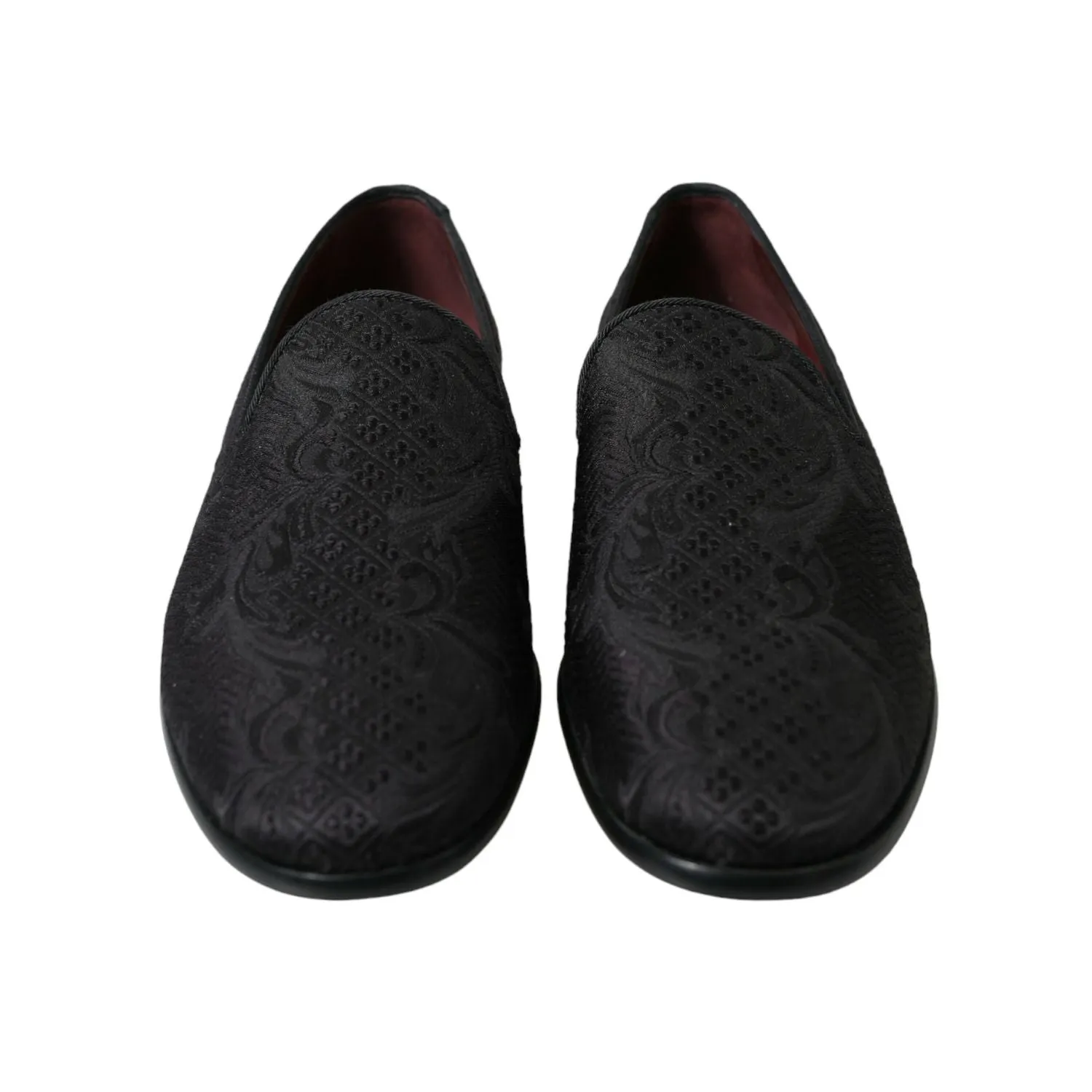 Loafers Designer Dolce & Gabbana Black Brocade Men Slip On Loafer Dress Shoes