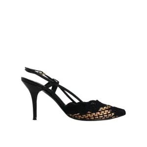 Dolce & Gabbana Black Brown Lace High Heels Slingback Shoes Regency La Toc St Lucia