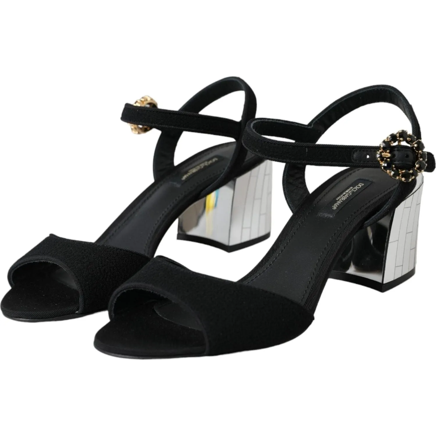 Sandals Vegan Dolce & Gabbana Black Crystal Ankle Strap Keira Sandal Shoes