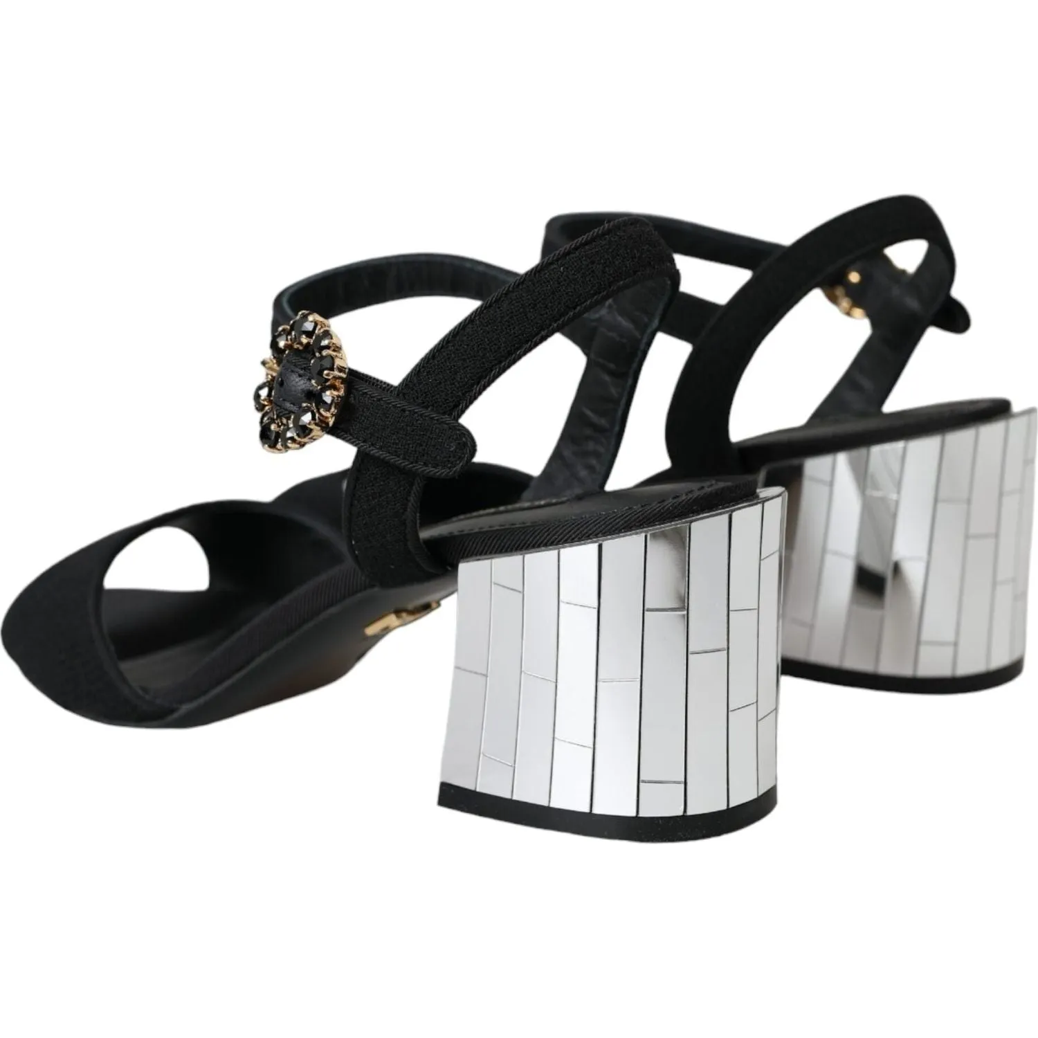 Dolce & Gabbana Black Crystal Ankle Strap Keira Sandal Shoes Waterproof Trekking Sandals