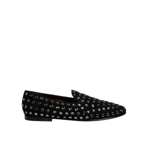 Swims Loafers Sizing Dolce & Gabbana Black Crystal Embellished Loafers Dress Shoes