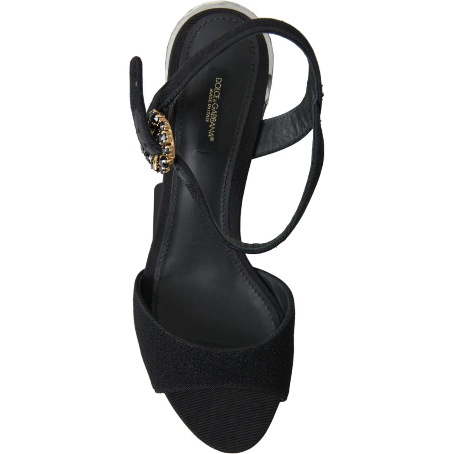 Dolce & Gabbana Black Crystals Ankle Strap Sandals Shoes Sandals Cycling