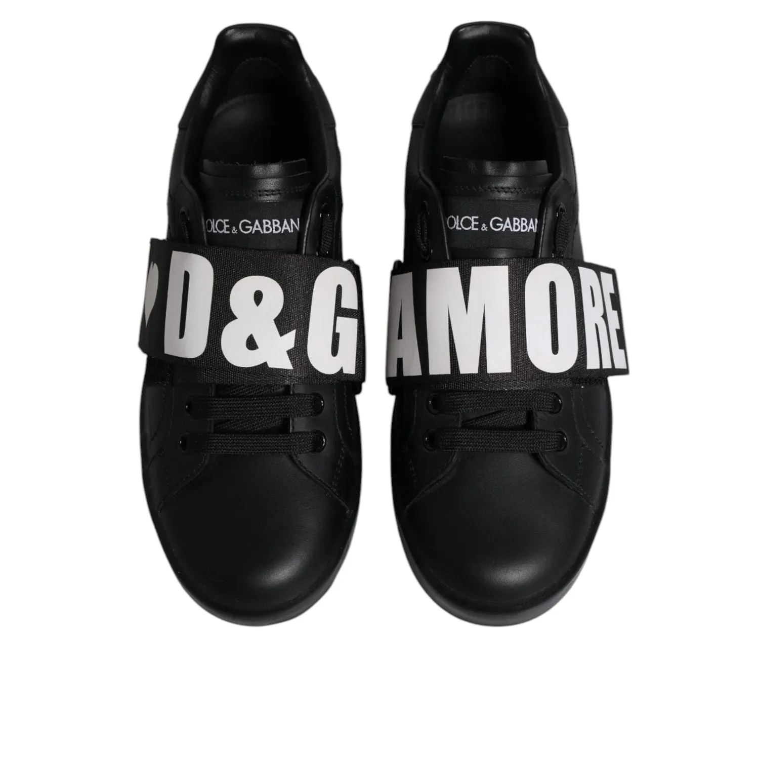 Women Sneakers Dolce & Gabbana Black D&G AMORE Low Top Sneakers Shoes