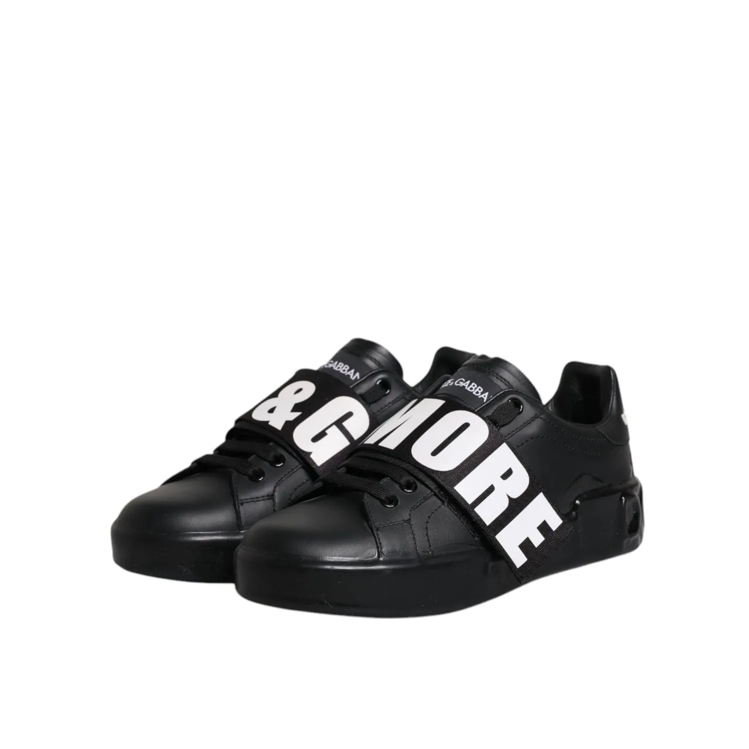 Made Shoes Sneakers Dolce & Gabbana Black D&G AMORE Low Top Sneakers Shoes