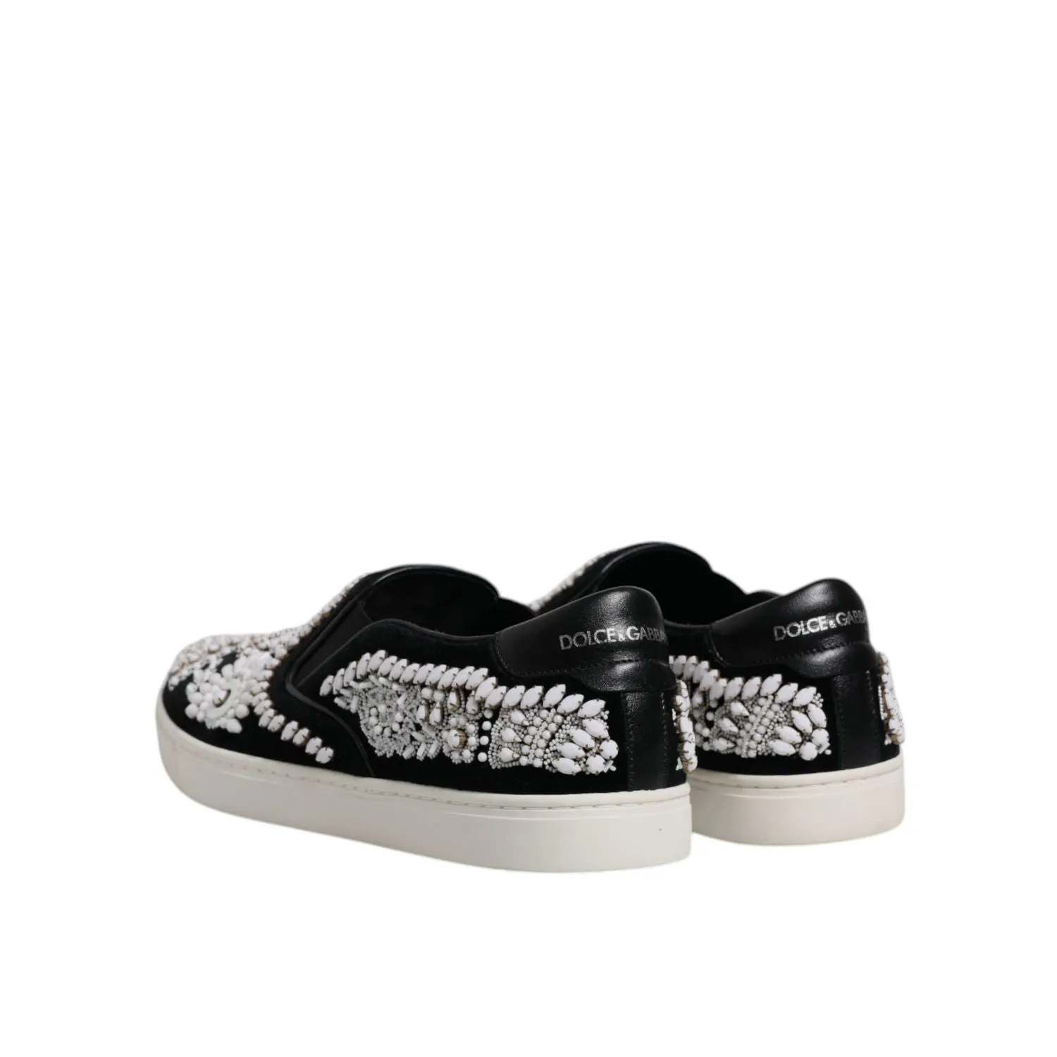 Dolce & Gabbana Black Embellished London Men Slip On Shoes Florsheim Penny Loafers