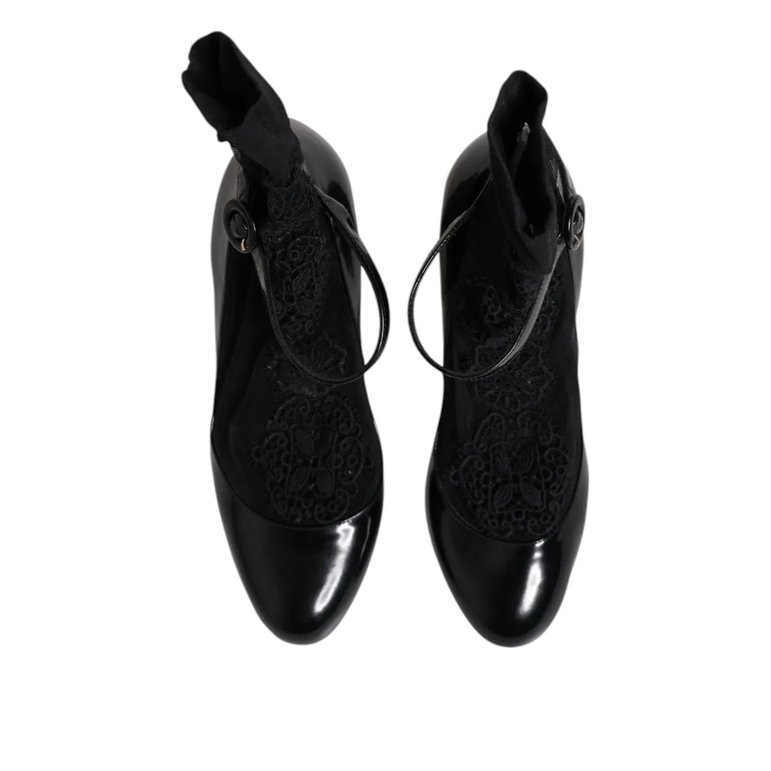 Comfortable Walking Sandals Dolce & Gabbana Black Leather Lace Socks Heels Pumps Shoes