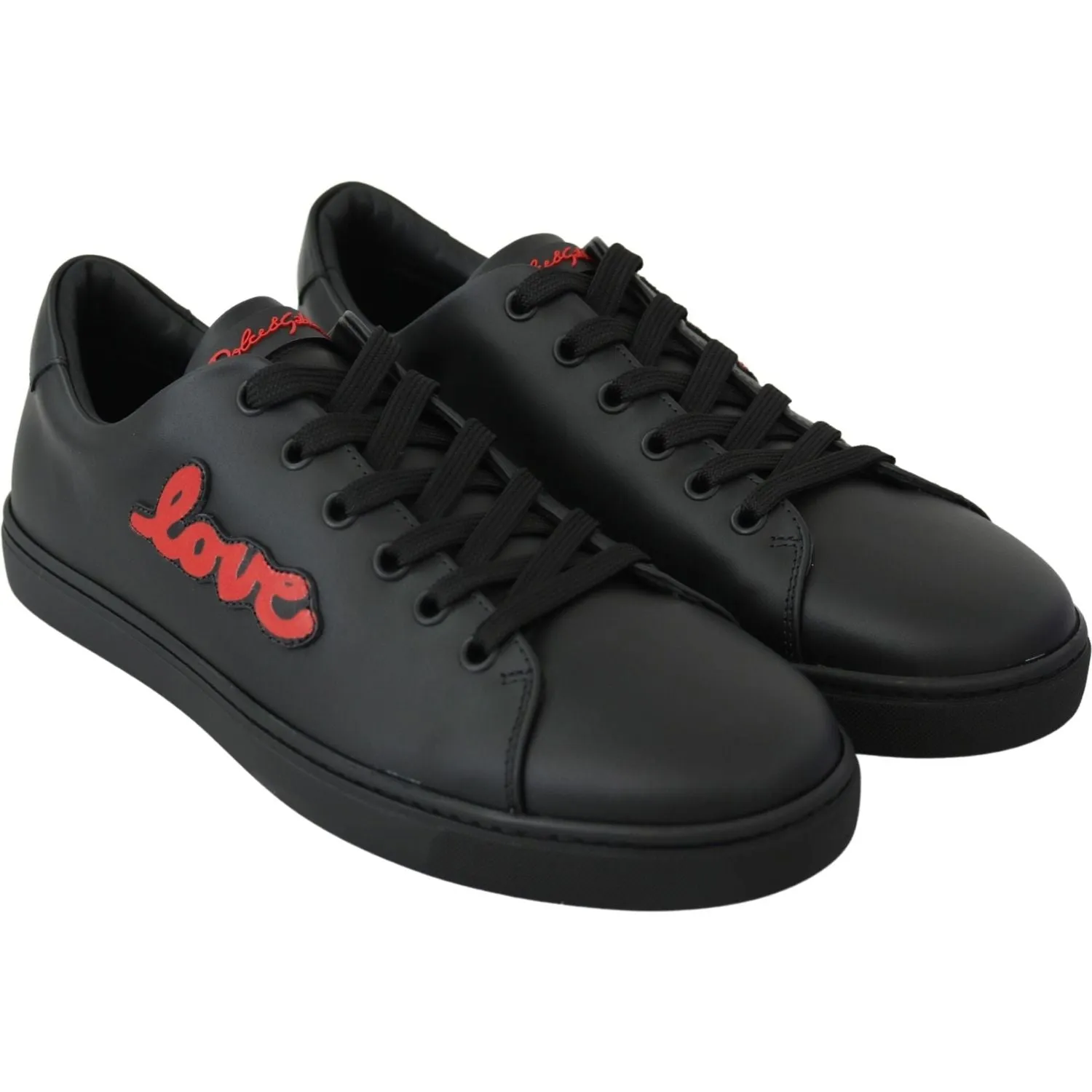 Buffalo Sneakers Dolce & Gabbana Black Leather Love Heart Sneakers Womens Shoes