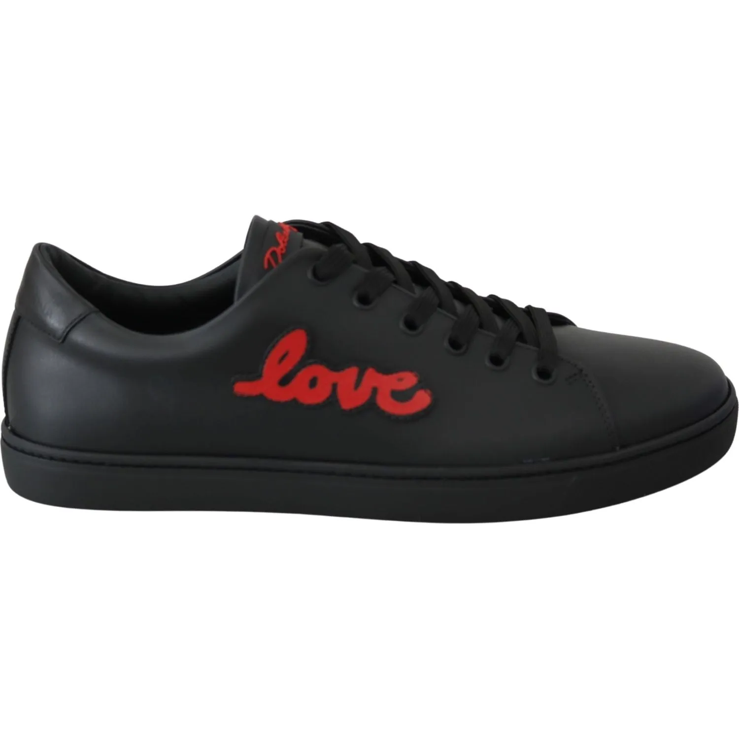 Skateboarding Sneakers Dolce & Gabbana Black Leather Love Heart Sneakers Womens Shoes
