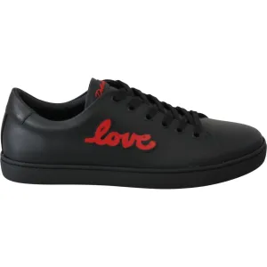 Dolce & Gabbana Black Leather Love Heart Sneakers Womens Shoes Steel Toe Sneakers Near Me
