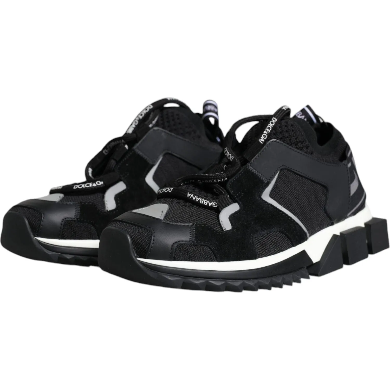 Dolce & Gabbana Black Mesh Sorrento Trekking Sneakers Shoes Most Comfortable Slip Sneakers