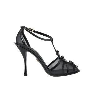 Stylish Sandals Dolce & Gabbana Black Mesh T-strap Heels Sandals Shoes