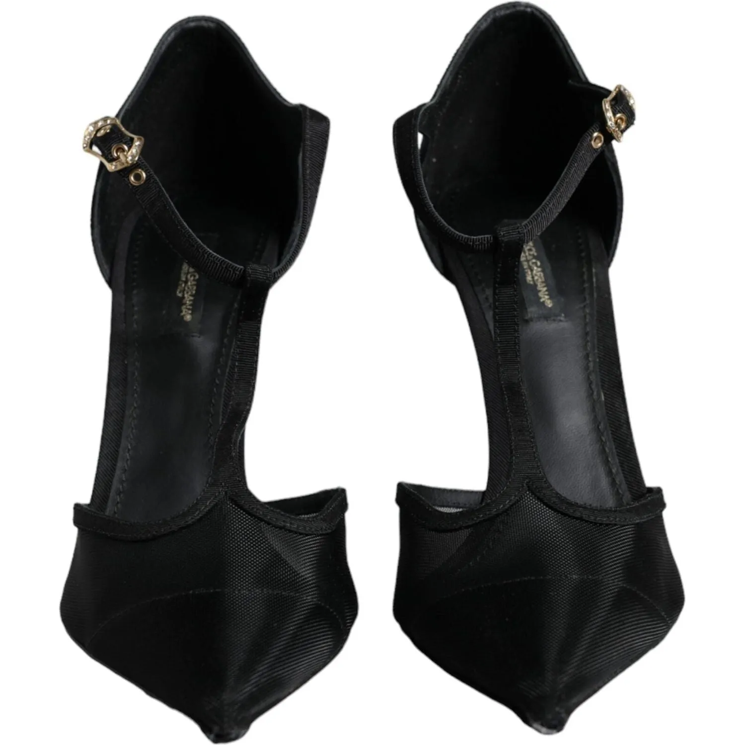 Sandals For Flat Feet Dolce & Gabbana Black Mesh T-strap Stiletto High Heels Shoes