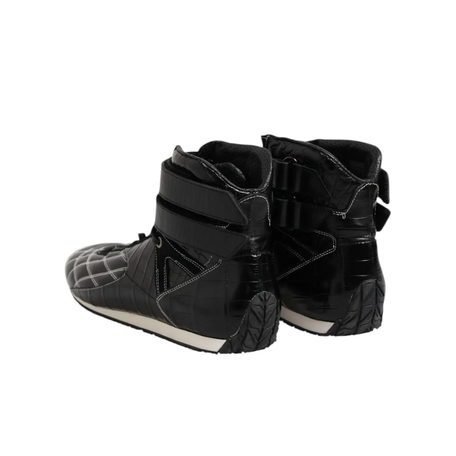 Dolce & Gabbana Black Quilted Leather Lace Up Sneakers Shoes Mallet Sneakers