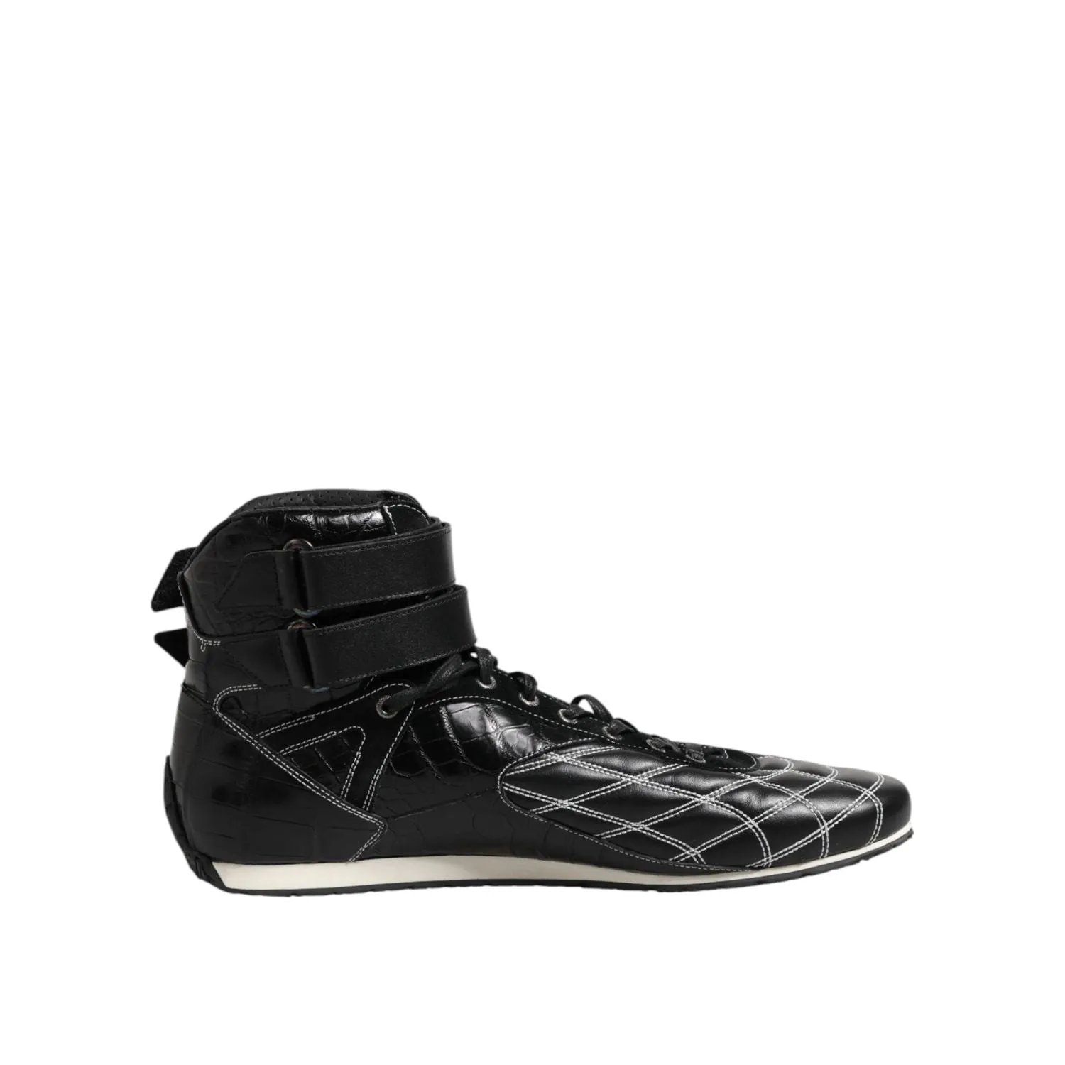Dolce & Gabbana Black Quilted Leather Lace Up Sneakers Shoes Friday Deals Sneakers