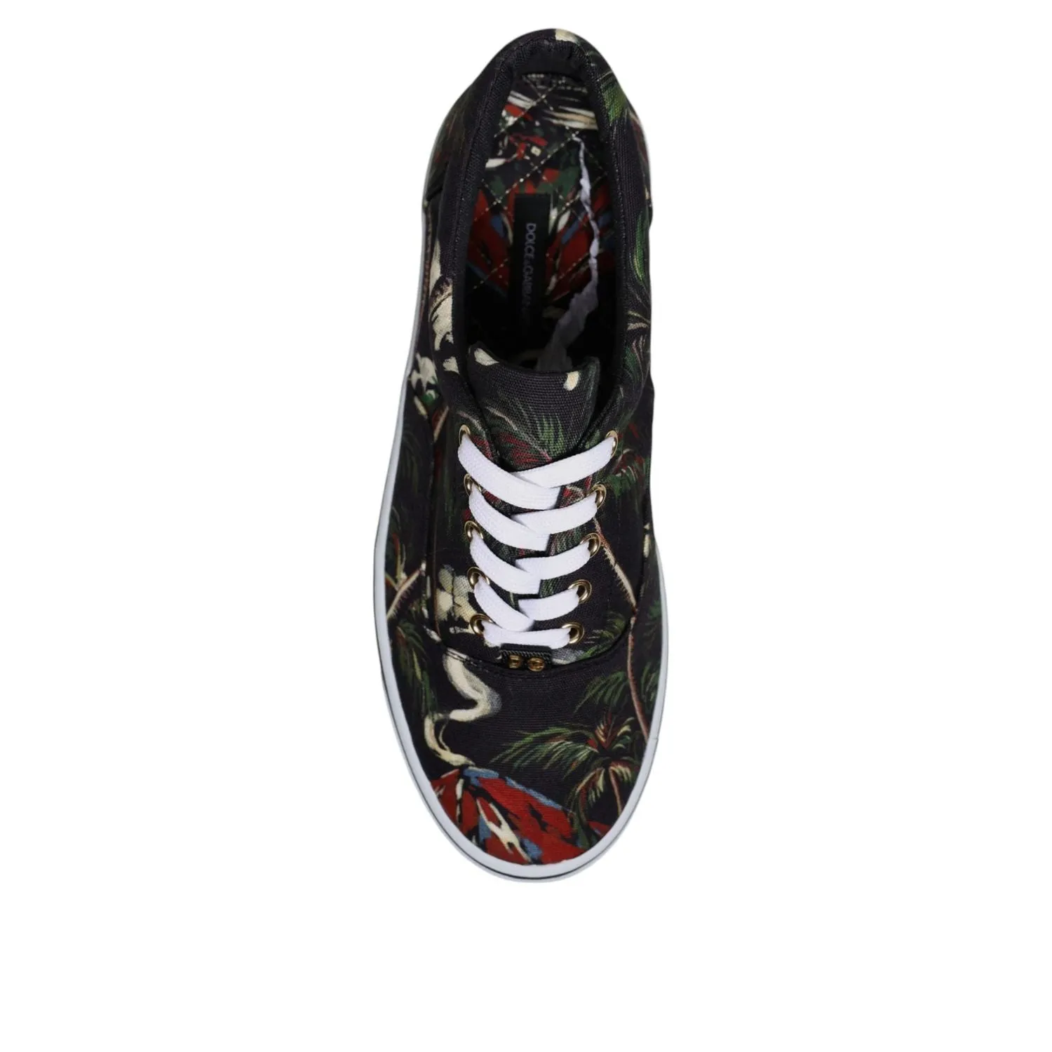 Dolce & Gabbana Black Tropical Print Low Top Sneakers Shoes Pink Gola Sneakers