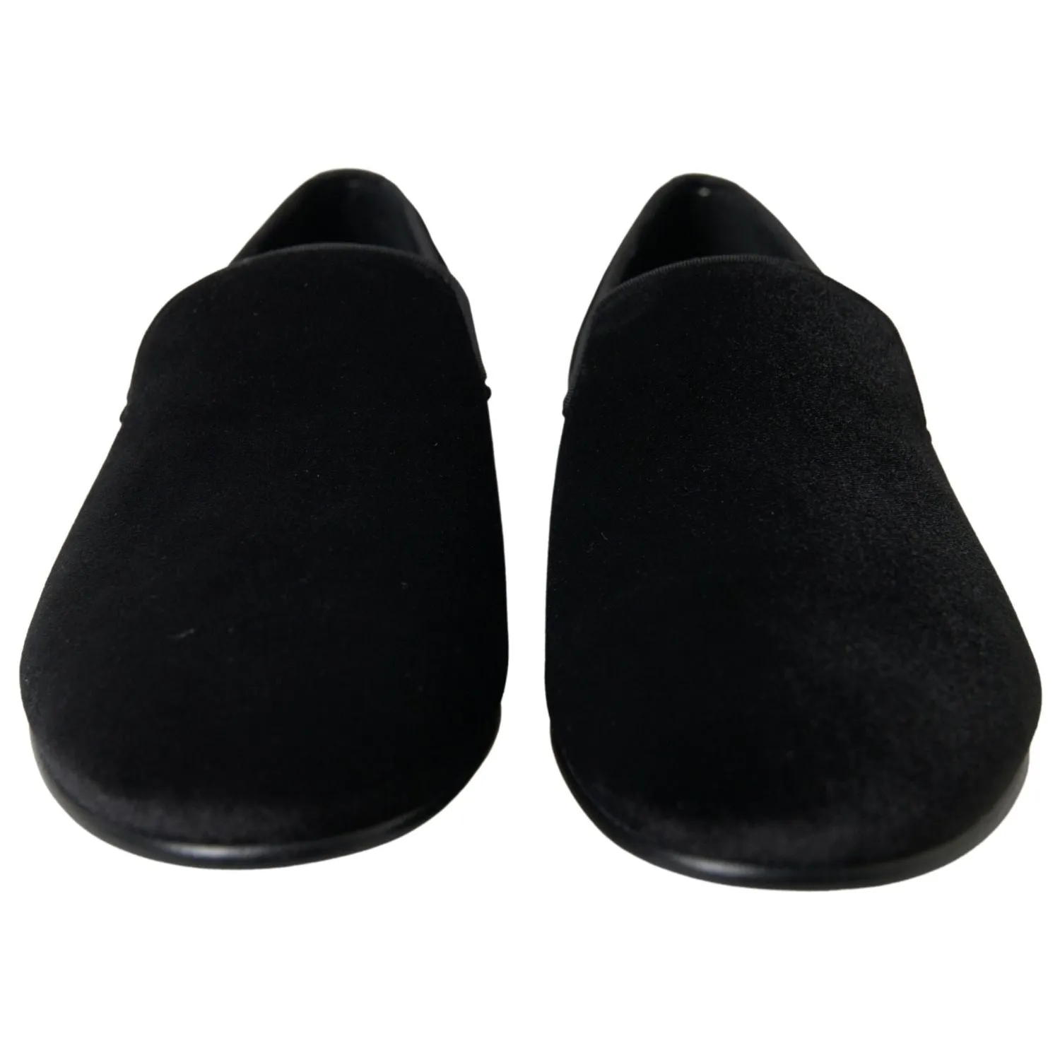 Loafers British Dolce & Gabbana Black Velvet Loafers Formal Shoes
