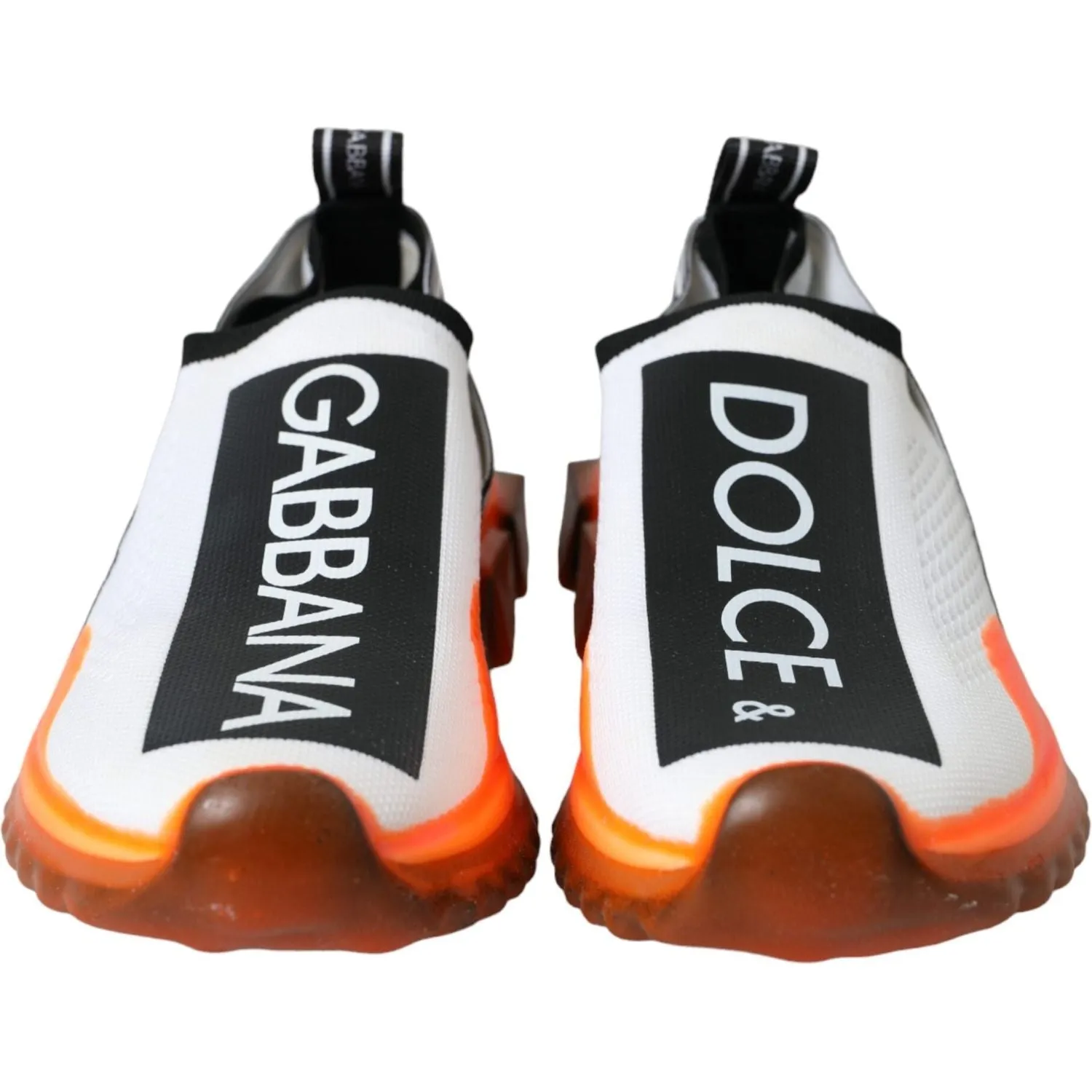 Dolce & Gabbana Black White Orange Slip On Sorrento Sneakers Shoes Footwear Sneakers