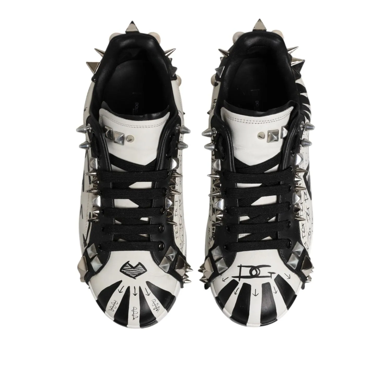 Dolce & Gabbana Black White Studded Low Top Sneakers Shoes Best Sneakers For Standing All Day At Work