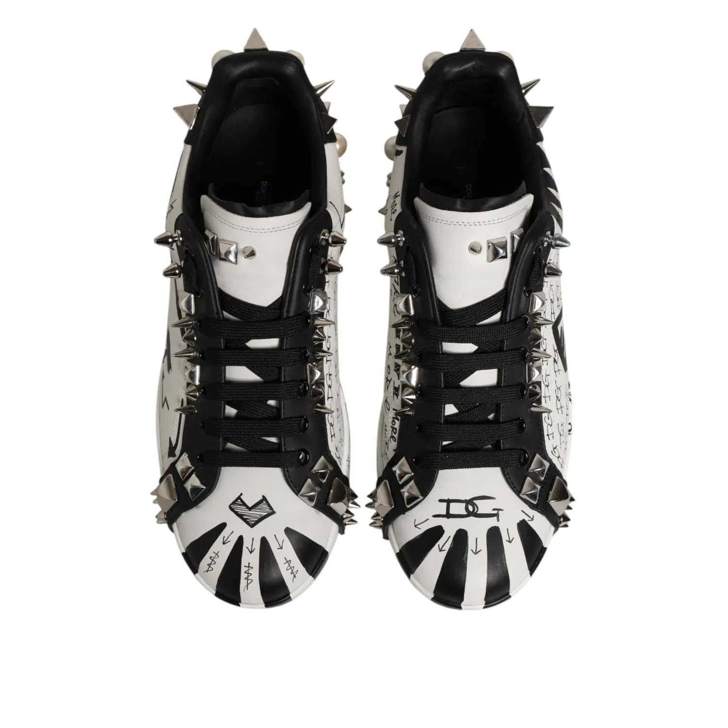 Dsw Running Sneakers Dolce & Gabbana Black White Studded Low Top Sneakers Shoes