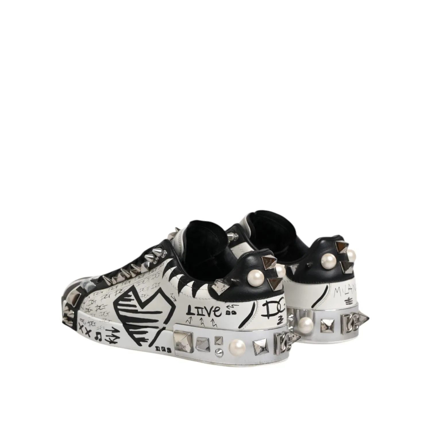Off Office Sneakers Dolce & Gabbana Black White Studded Low Top Sneakers Shoes