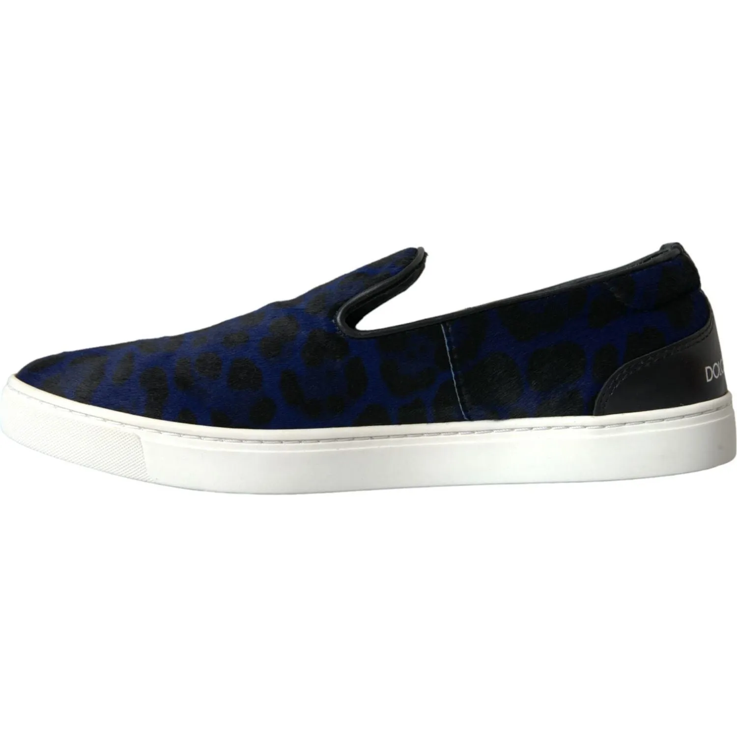 Dolce & Gabbana Blue Calfskin Hair Leopard Sneakers Shoes Slip-ons And Loafers