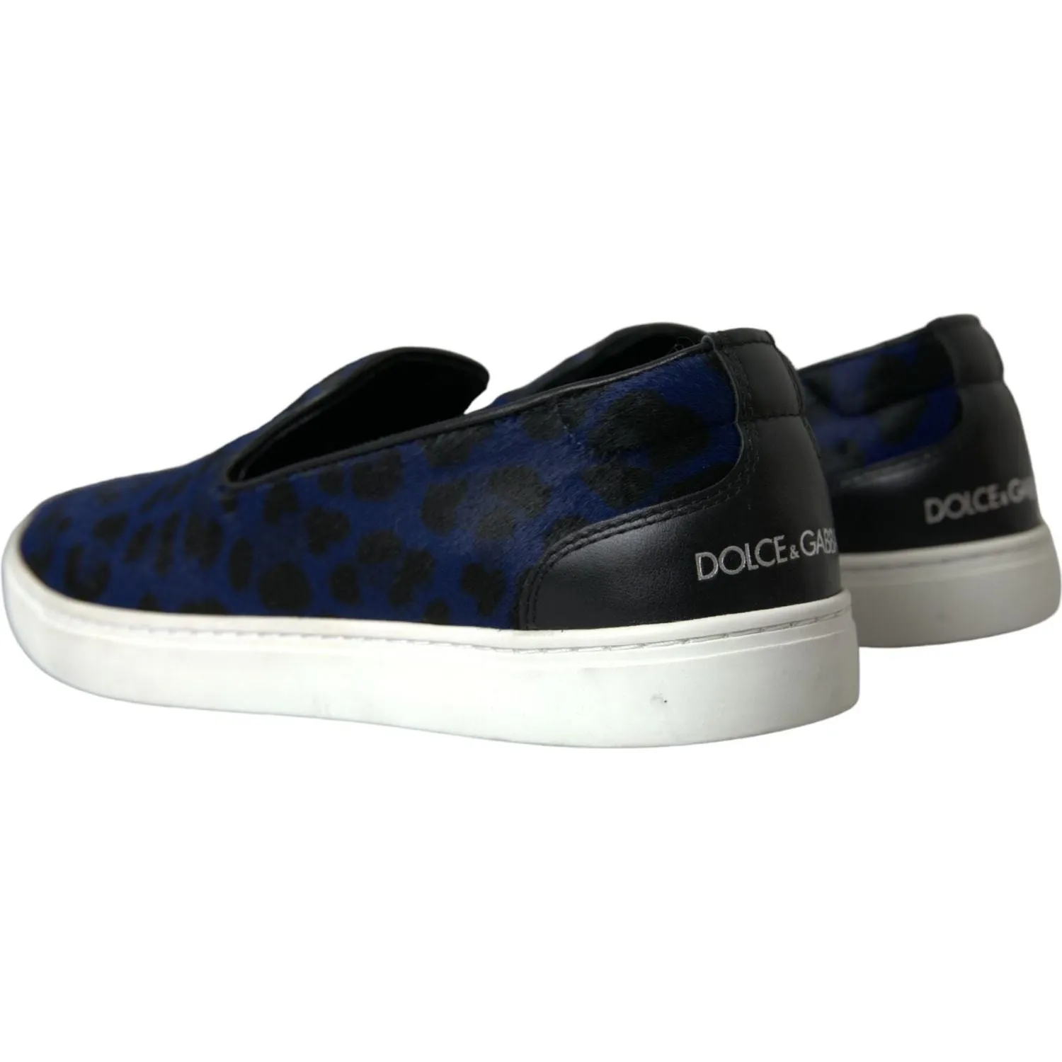 Dolce & Gabbana Blue Calfskin Hair Leopard Sneakers Shoes Sonoma Suede Loafers