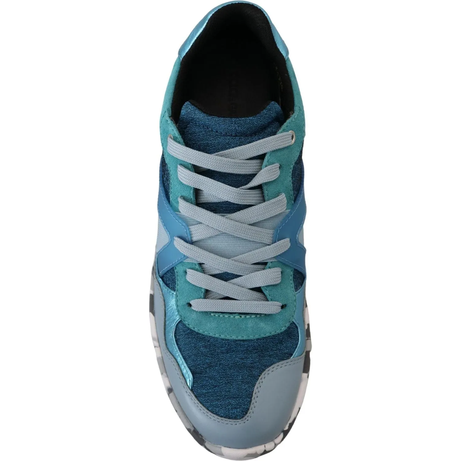 Dolce & Gabbana Blue Gray Leather Sport Low Top Sneakers D Rose Sneakers