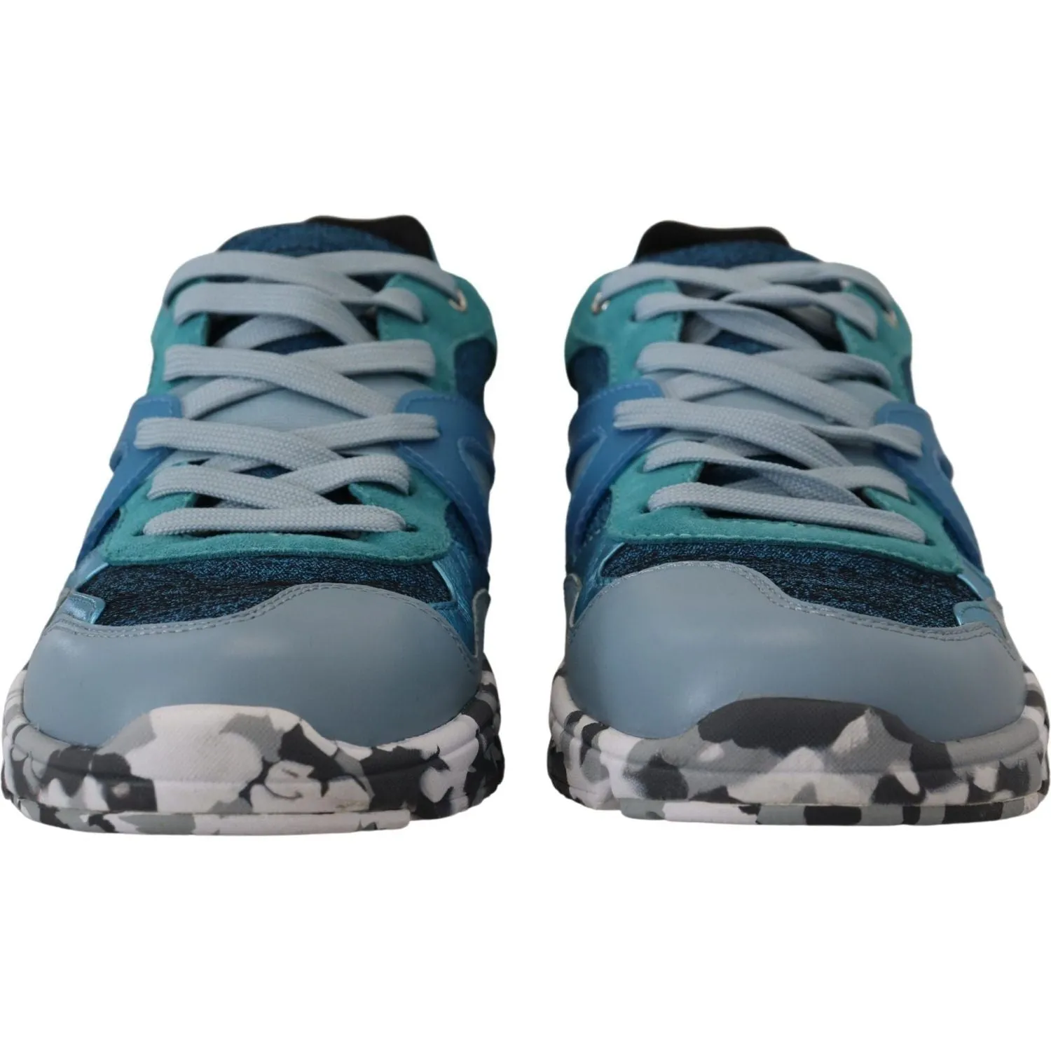 Dolce & Gabbana Blue Gray Leather Sport Low Top Sneakers Top Sneakers