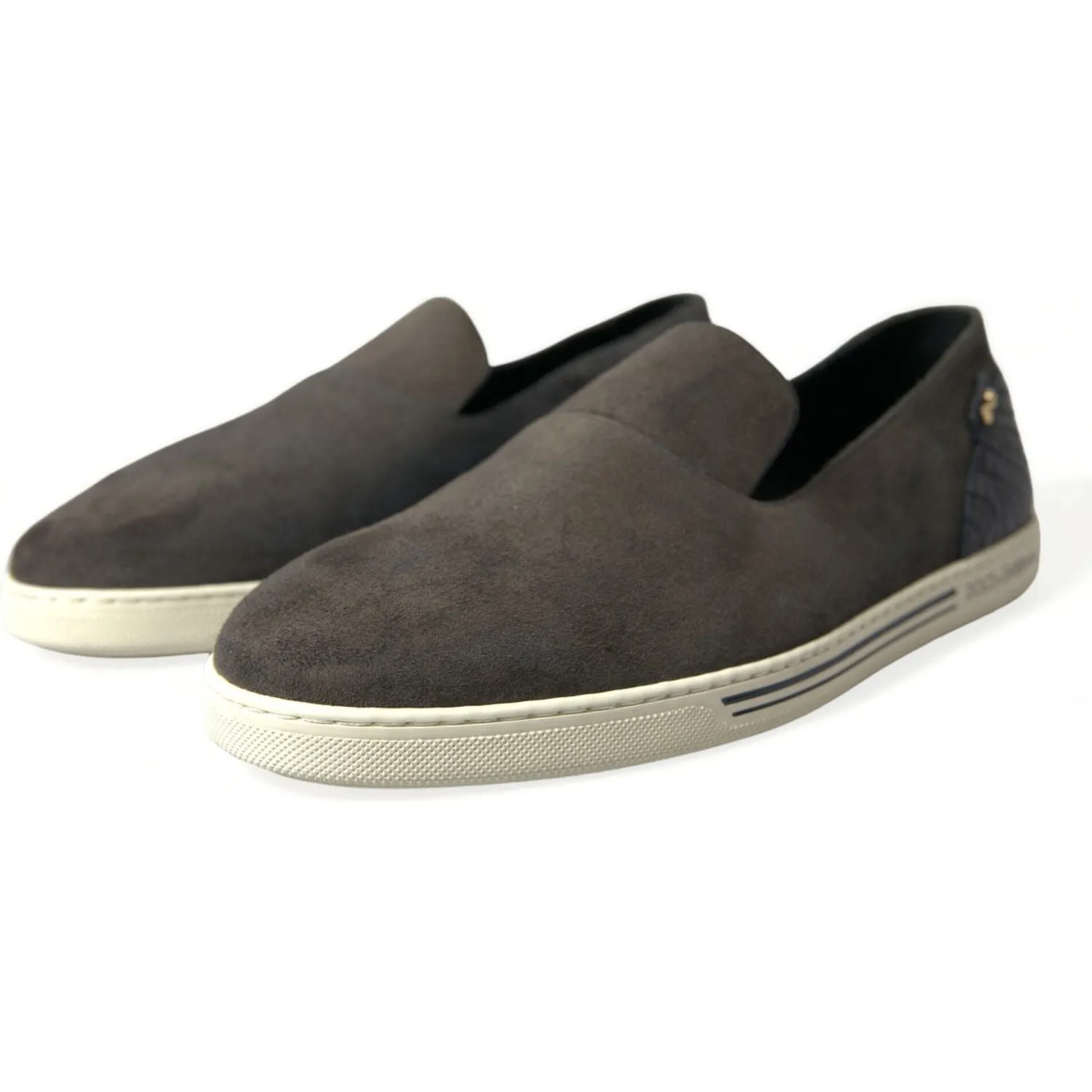 Dolce & Gabbana Blue Suede Caiman Men Loafers Slippers Shoes Suede Horsebit Loafers