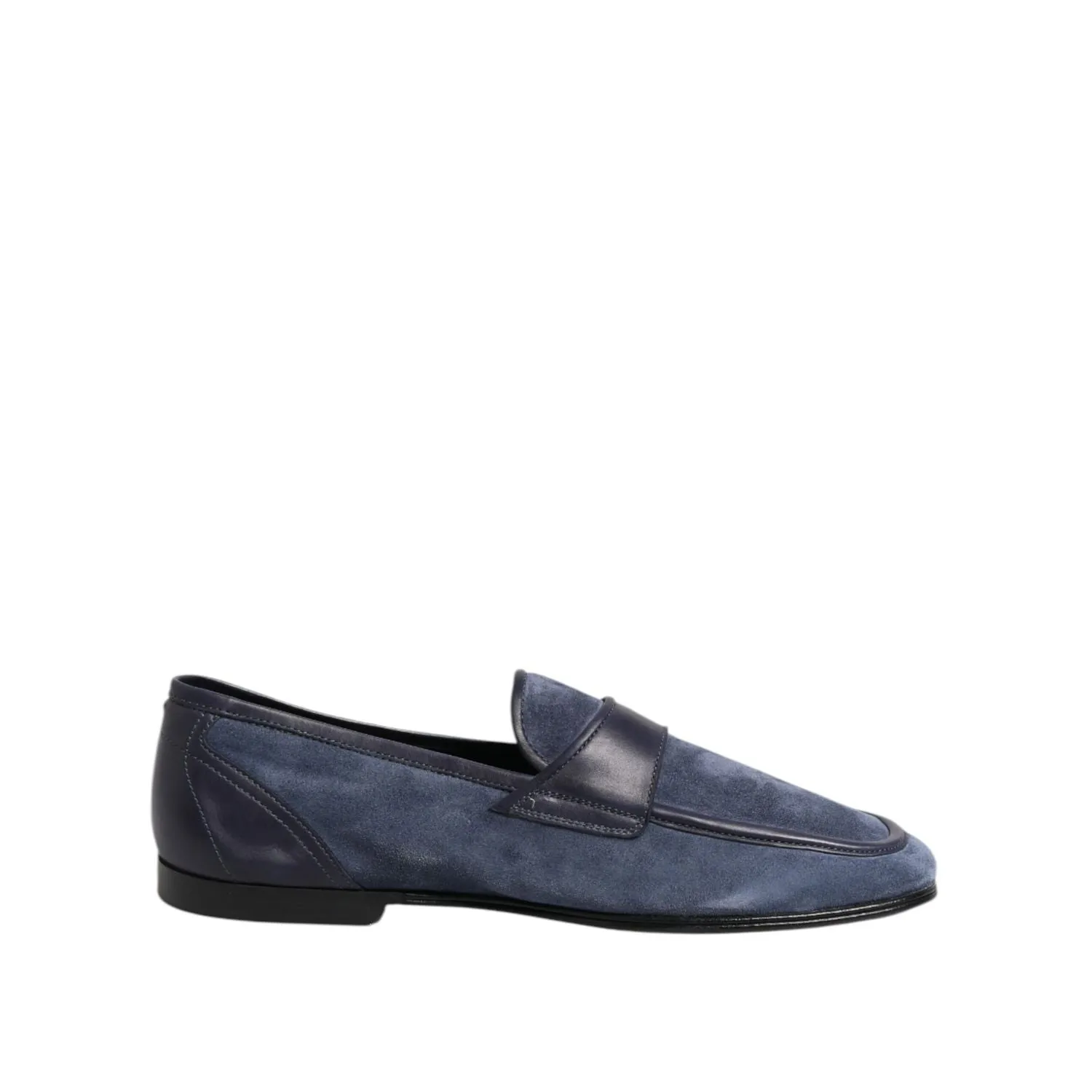 Dolce & Gabbana Blue Suede Leather Loafers Moccasin Shoes Patina Loafers