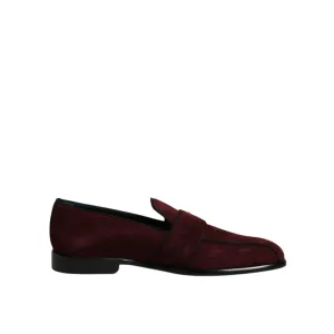 Dolce & Gabbana Bordeaux Suede Loafers Formal Men Dress Shoes Black Bit Loafers