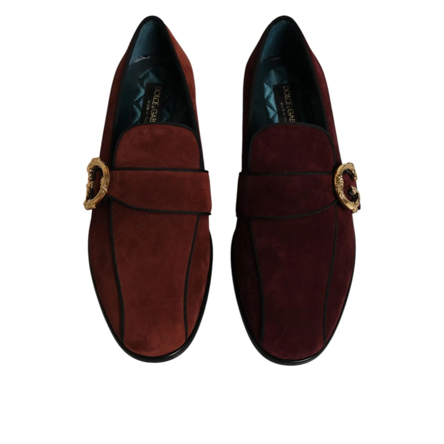 Loafers Croco Dolce & Gabbana Bordeaux Suede Loafers Formal Men Dress Shoes