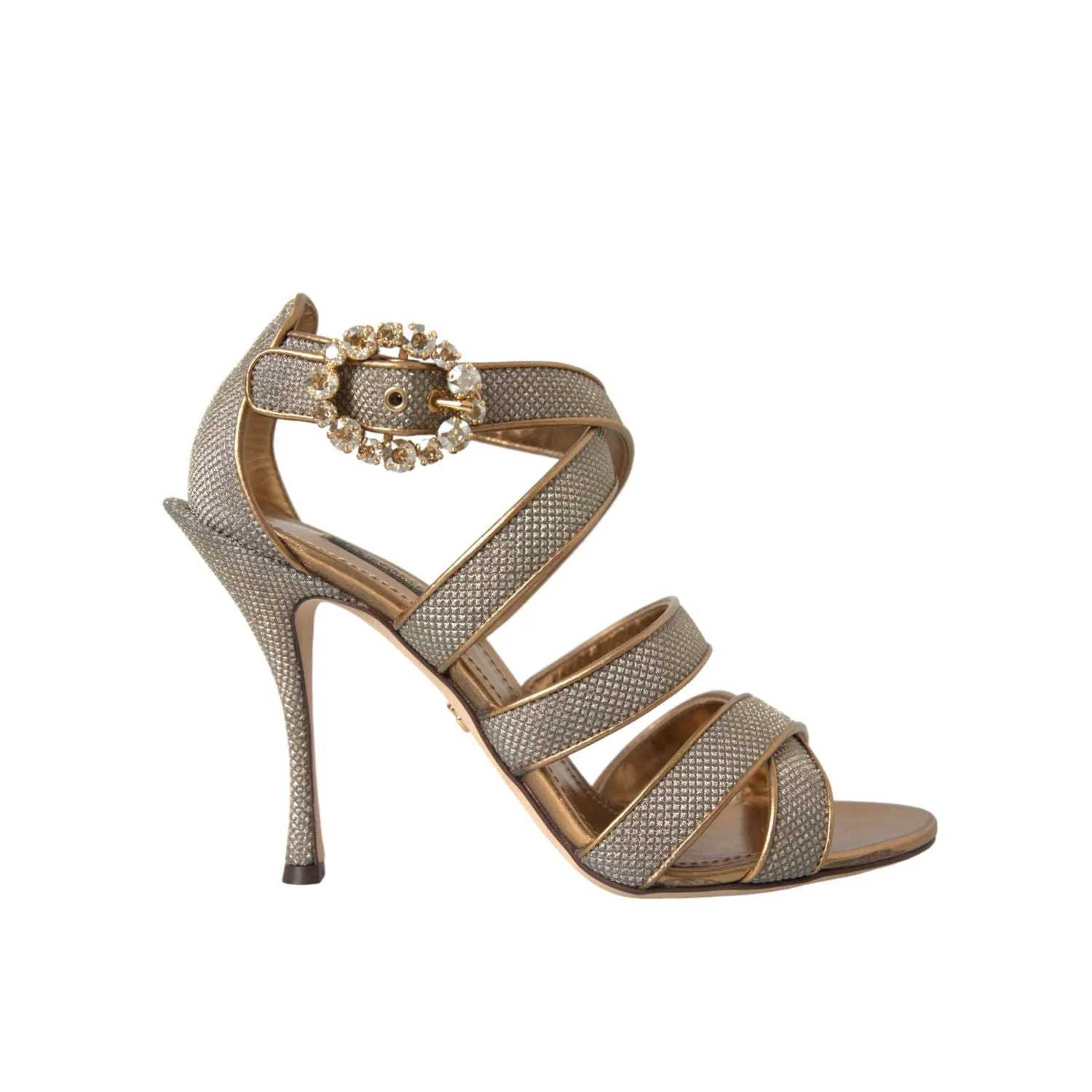 Y2k Platform Sandals Dolce & Gabbana Bronze Crystal Strap Heels Sandals Shoes