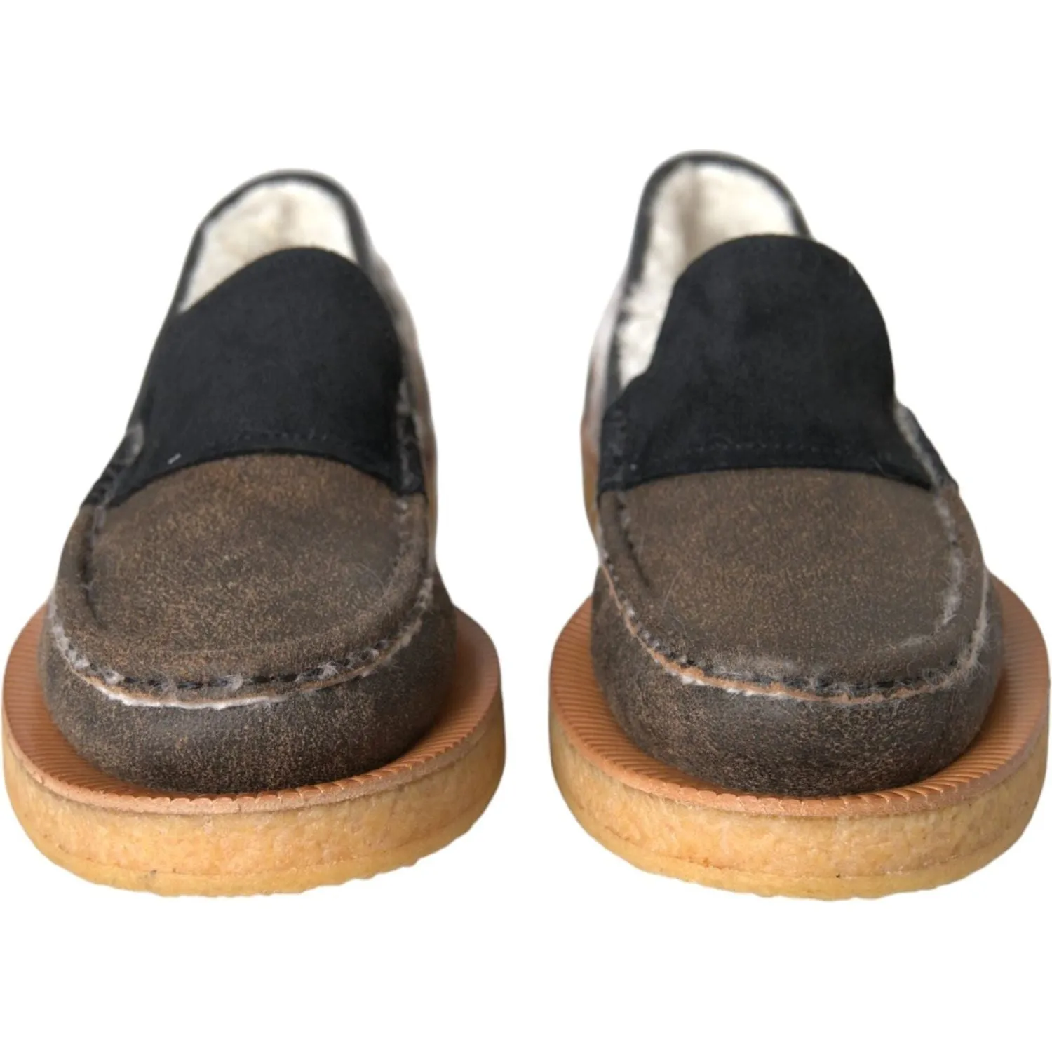 Miista Airi Loafers Dolce & Gabbana Brown Black Fur Leather Loafers Men Shoes