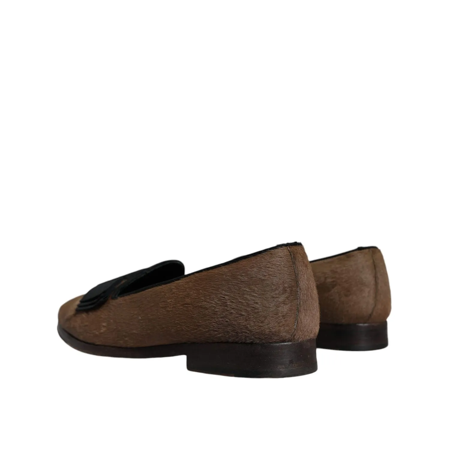 Maison Margiela Loafers Tabi Dolce & Gabbana Brown Calf Hair Leather Loafers Formal Dress Shoes
