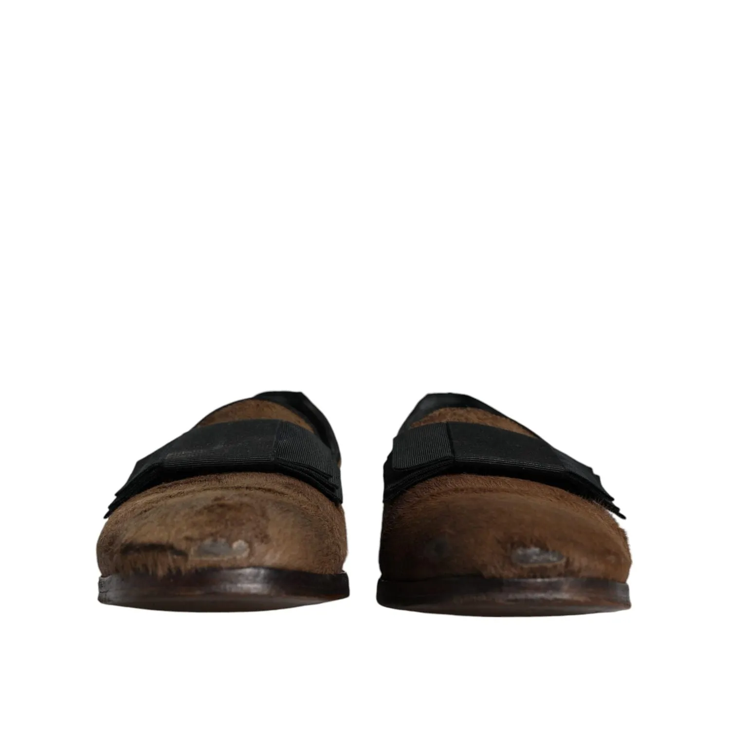 Dolce & Gabbana Brown Calf Hair Leather Loafers Formal Dress Shoes Loafers And Tights