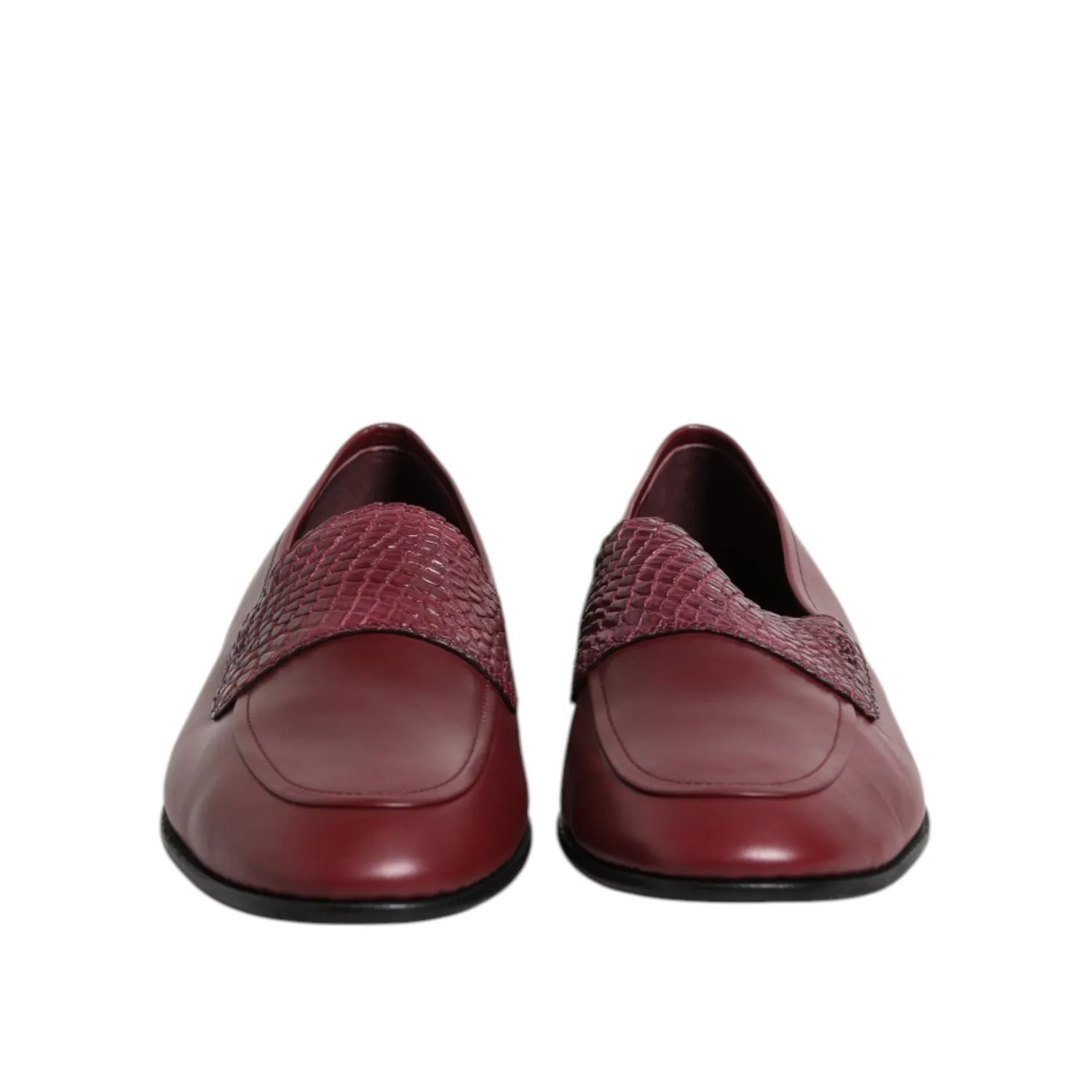 Dolce & Gabbana Burgundy Calfskin Leather Formal Slip On Shoes Loafers Dupe