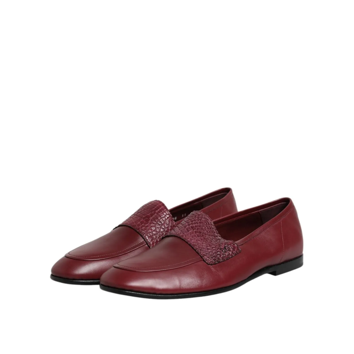 In Loafers Dolce & Gabbana Burgundy Calfskin Leather Formal Slip On Shoes