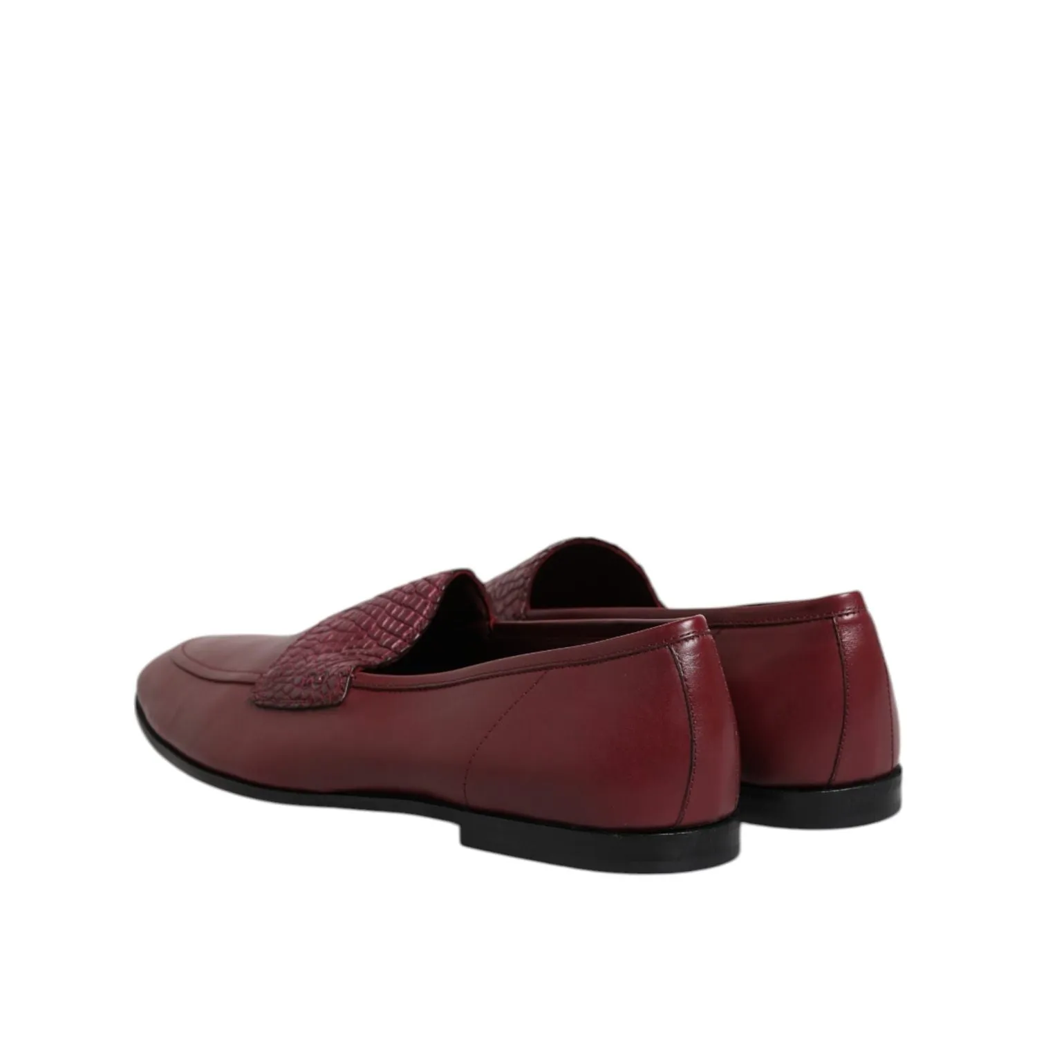 Dolce & Gabbana Burgundy Calfskin Leather Formal Slip On Shoes Paige Loafers