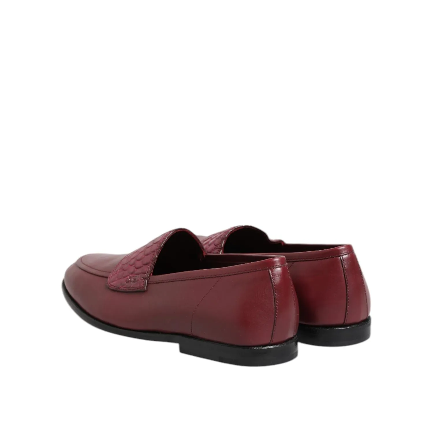 Dolce & Gabbana Burgundy Leather Formal Slip On Shoes Loafers And Trousers