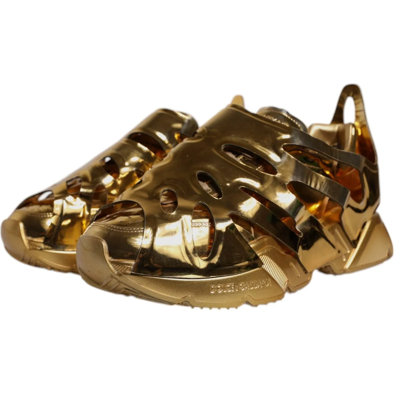 Sneakers With Zipper Dolce & Gabbana Gold Daymaster Leather Low Top Sneakers Shoes