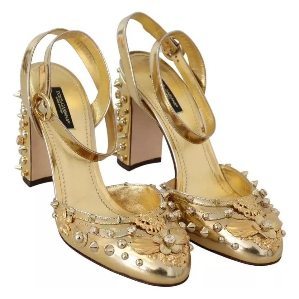 Jacquemus Sandals Dolce & Gabbana Gold Studs Vally Slingback Sandals Shoes