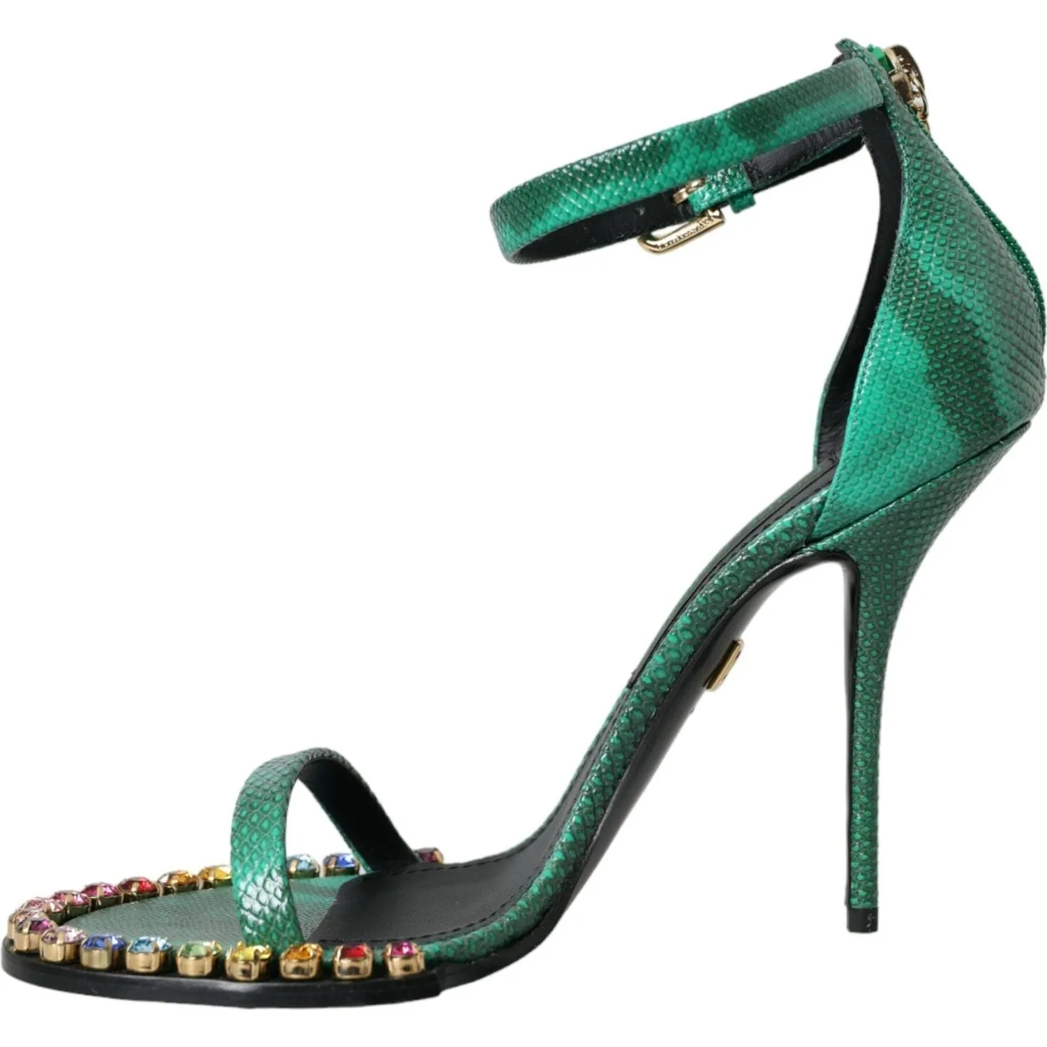 Dolce & Gabbana Green Exotic Leather Crystal Sandals Shoes Sandals Resorts Mexico